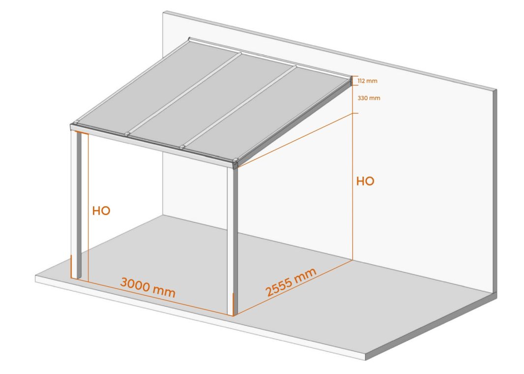 Greenline Terrassendach - 01 greenline veranda poly design 3000x2500m white verasol - greenline-weiss-3000x2555