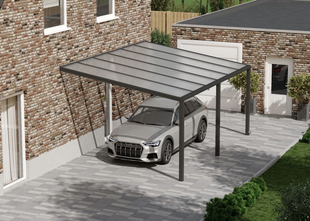 Flacher Carport - Flacher carport 6x4 anthrazit verasol - fl-carport-3000x3055-ant